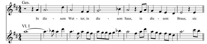 Notenbeispiel 3: Kindertotenlieder, V: In diesem Wetter, in diesem Braus, T. 100–106